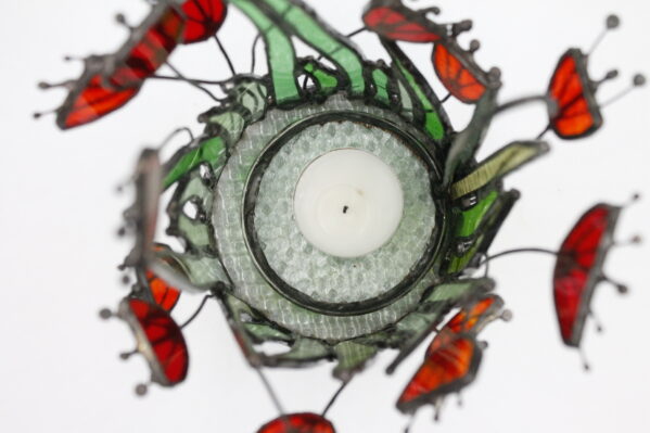 Okrągły Artystyczny Świecznik Dekoracyjny Łąka z Makami