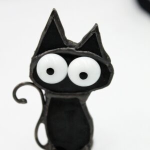 Czarny kot który patrzy