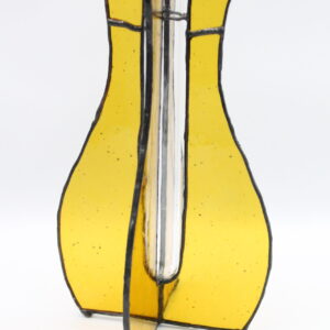 Żółto-złoty witrażowy wazon z próbówką